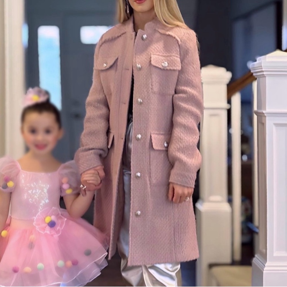 Women's Karl Lagerfeld Pink Tweed Coat - Picture 7 of 7